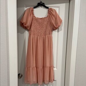 LC Lauren Conrad Orange Gingham Dress